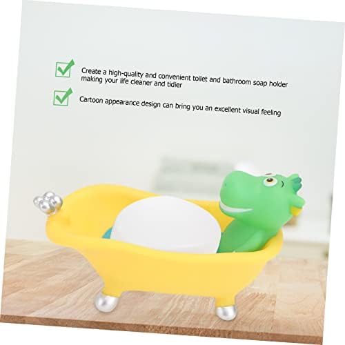 IMIKEYA Cartoon Dinosaur Soap Dish Holder - Cute Bathroom Soap Tray with Drain