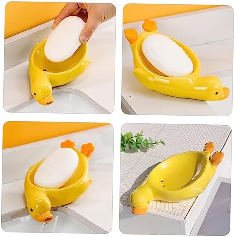Stylish Durable Modern Duck-Shape Soap Dish Ceramic Material Drainage Function