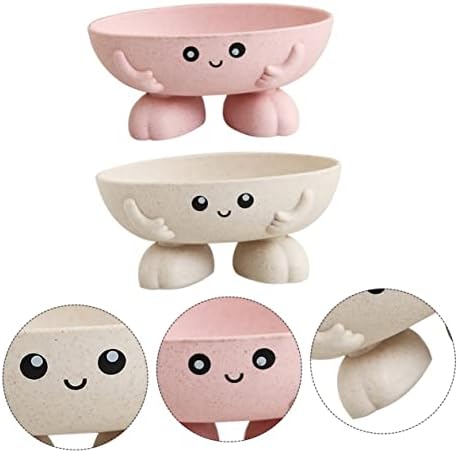 Ciieeo 2pcs Bar Soap Holder Cartoon Design Straw Material for Bathroom Kitchen