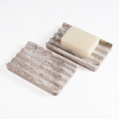 Marble Bar Soap Holder for Kitchen Bathroom Wavy Design Heavy Duty Elegant