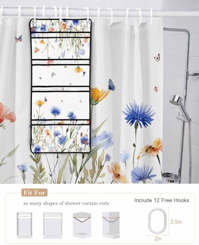 ZFUNCING Mesh Shower Organizer with 10 Pockets Waterproof Stylish for Bathroom