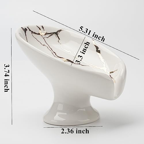 Ceramic Leaf Soap Holder with Drainage White