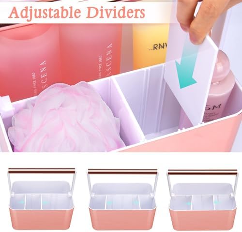 Portable Shower Caddy Tote with Handles Pink