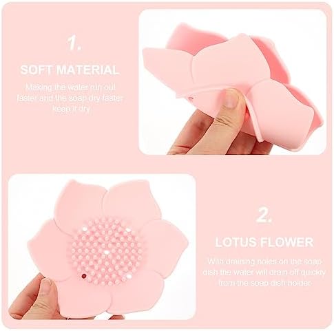 Zerodeko Flower Shaped Silicone Soap Dish 2pcs Bathroom Organizer