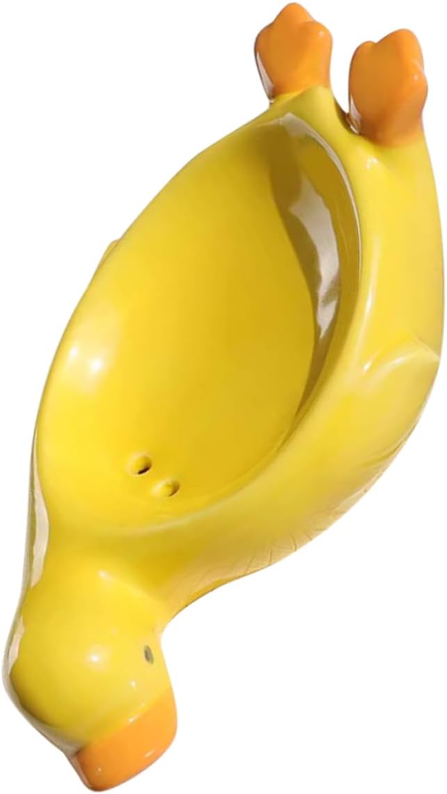 Cute Ceramic Soap Holder Modern Duck Shape Easy to Maintain