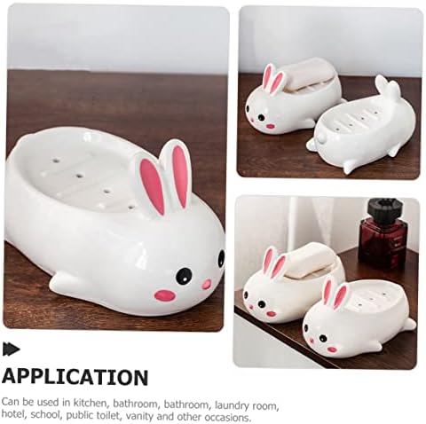 Adorable Ceramic Rabbit Soap Dish Draining System
