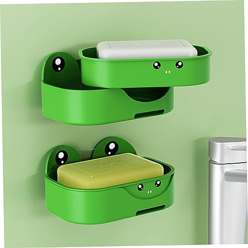 Cute Frog Wall-Mounted Soap Dish PPS Material Easy to Install
