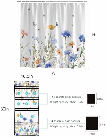 ZFUNCING Mesh Shower Organizer with 10 Pockets Waterproof Stylish for Bathroom