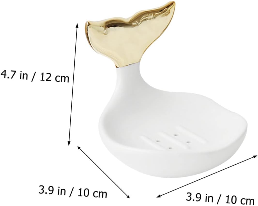 Prettyzoom 1pc Ceramic Soap Holder with Drainage Design for Quick Drying