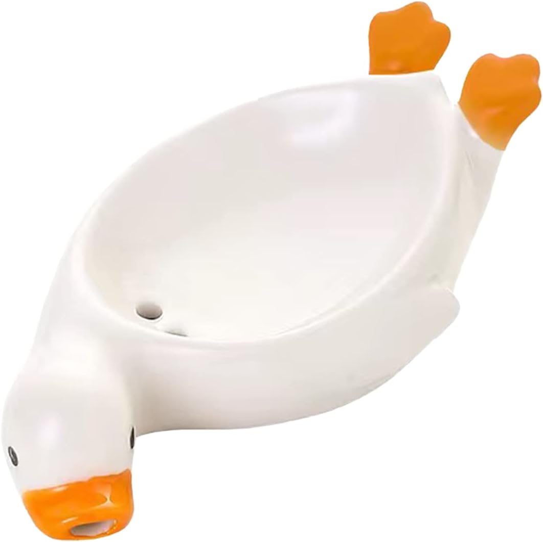 2 Pcs Cute Duck Ceramic Soap Dish Bathroom Holder