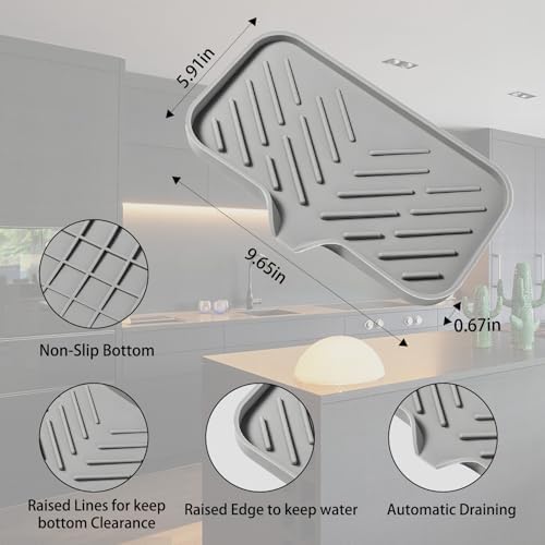 Durable Silicone Soap Dish with Drain Spout for Bathroom Sink