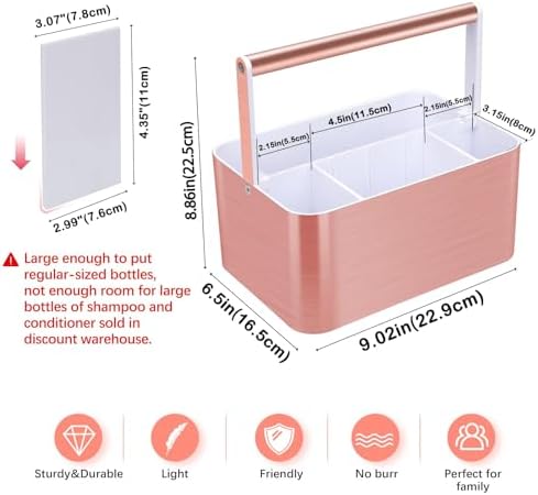 Portable Shower Caddy Tote with Handles Pink