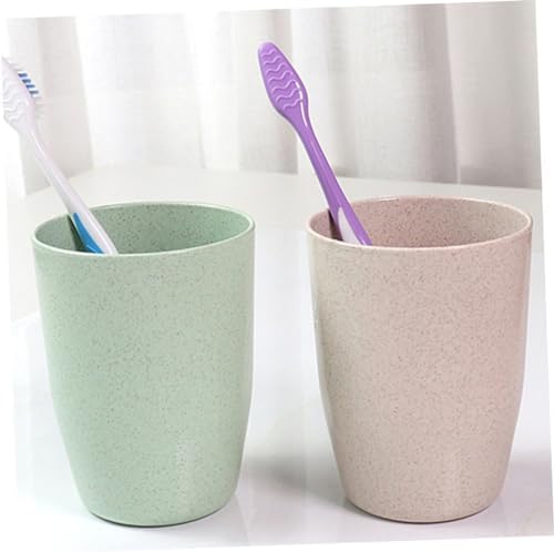 Mikinona 4pc Wheat Straw Gargle Cup Toothbrush Mugs for Kids Adults