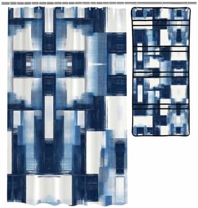 ZFUNCING 10-Pockets Mesh Organizer Abstract Blue White Waterproof Bath Use