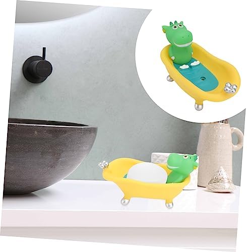 IMIKEYA Cartoon Dinosaur Soap Dish Holder - Cute Bathroom Soap Tray with Drain