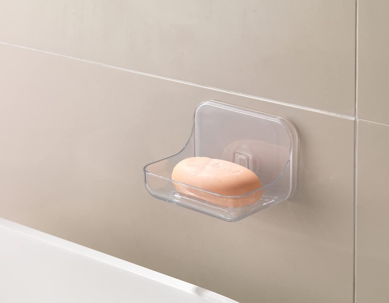 Addis Invisifix Bathroom Soap Dish Holder Translucent 95 x 12 x 8 cm