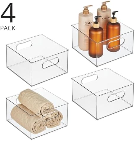 Distinct Deep Plastic Organizer Bin for Bath Kitchen
