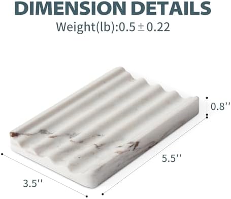 Marble Bar Soap Holder for Kitchen Bathroom Wavy Design Heavy Duty Elegant