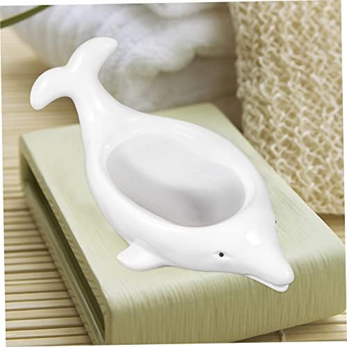 Dolphin Ceramic Soap Dish with Drainage Design Cute Animal Shape