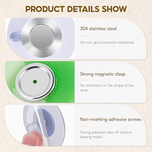 Durable Magnetic Soap Holder with Suction Cup for Bathroom Kitchen Use