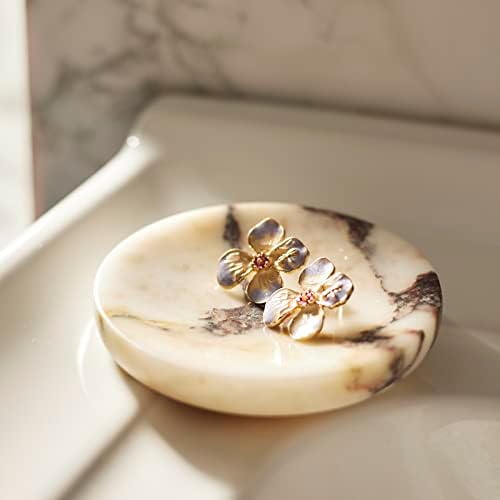 Round Marble Soap Dish for BathroomKitchen Calacatta Viola