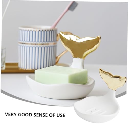 Prettyzoom 1pc Ceramic Soap Holder with Drainage Design for Quick Drying