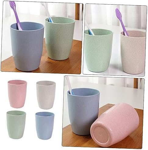 Mikinona 4pc Wheat Straw Gargle Cup Toothbrush Mugs for Kids Adults
