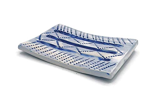Handpainted Textured Ceramic Soap Dish Holder