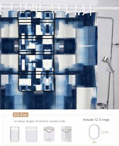 ZFUNCING 10-Pockets Mesh Organizer Abstract Blue White Waterproof Bath Use