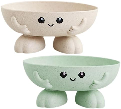 VICASKY 2pcs Cartoon Soap Holder Draining Dish for Kitchen Bathroom