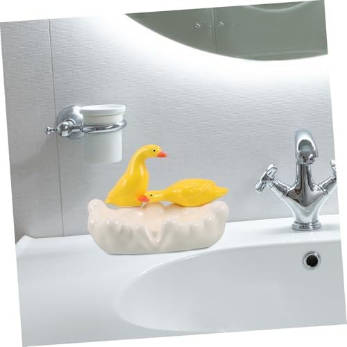 Anneome Ceramic Duck Soap Dish Self-Draining