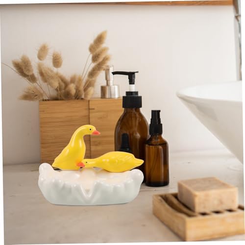 FELTECHELECTRCute Duck Ceramic Soap Dish for RV Shower Holder with Drainage System