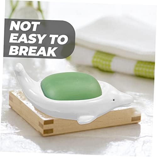 Dolphin Ceramic Soap Dish with Drainage Design Cute Animal Shape