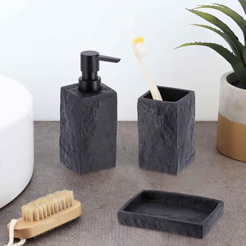 EVIDECO Black Stone Effect Soap Dish Tray