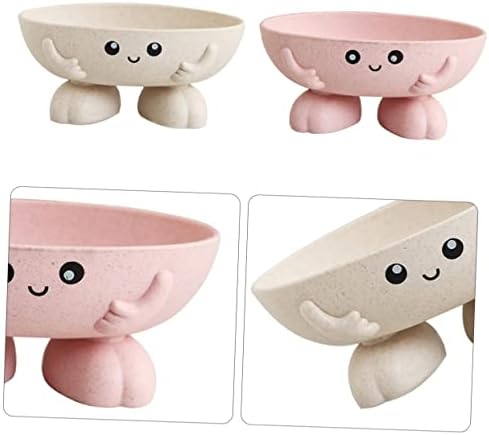 Ciieeo 2pcs Bar Soap Holder Cartoon Design Straw Material for Bathroom Kitchen