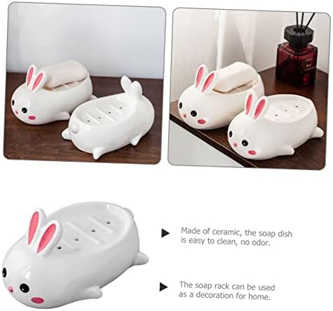 Adorable Ceramic Rabbit Soap Dish Draining System