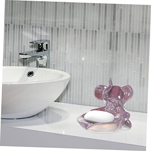 Adorable Ceramic Elephant Soap Dish Self-Draining for Bathroom Kitchen