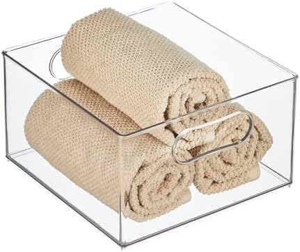 mDesign Deep Plastic Stackable Storage Organizer Bin for Bath