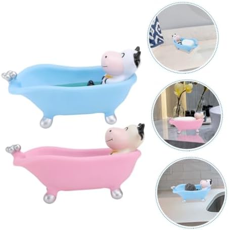 Cute Cartoon 2-Pack Self-Draining Vinyl Soap Holder for Bath Toilets