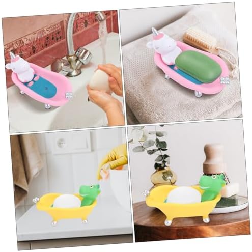 2pcs Cute Cartoon Animal Soap Holder Draining Tray for Bathroom