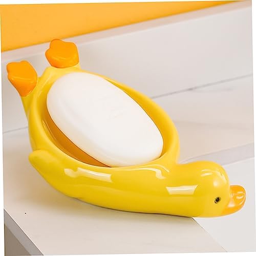 MUCKLILY - Adorable Ceramic Soap Dish with Drain for Small Spaces