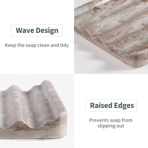 Marble Bar Soap Holder for Kitchen Bathroom Wavy Design Heavy Duty Elegant