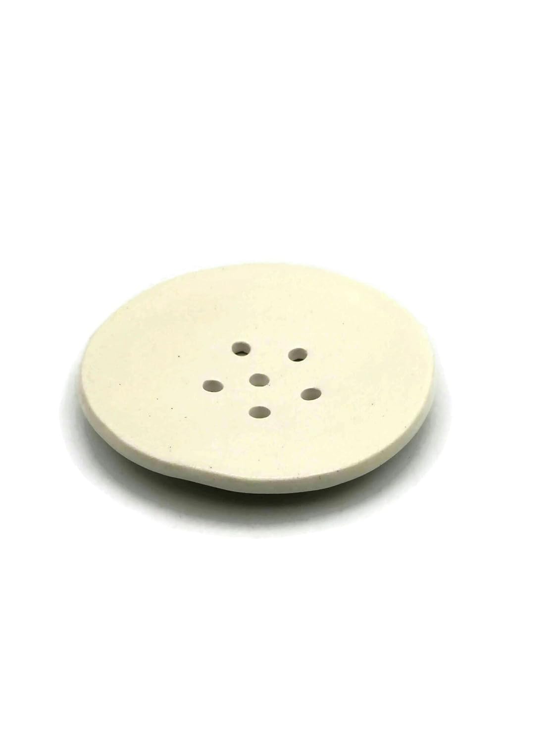 Handmade Ceramic Soap Dish Dispenser White 14cm