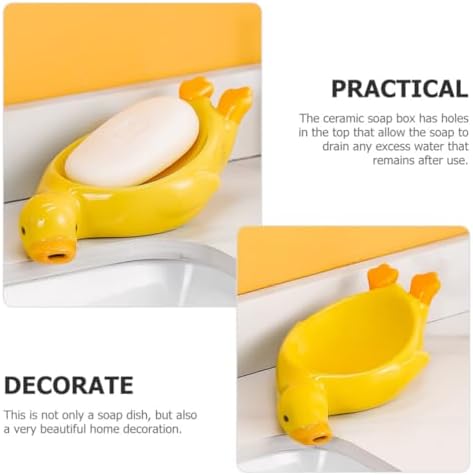 Garneck Ceramic Self-Draining Soap Dish Duck Shape WRITE NOW