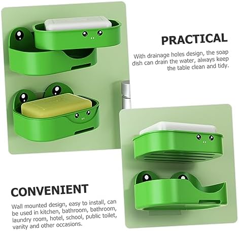 Cute Frog Wall-Mounted Soap Dish PPS Material Easy to Install