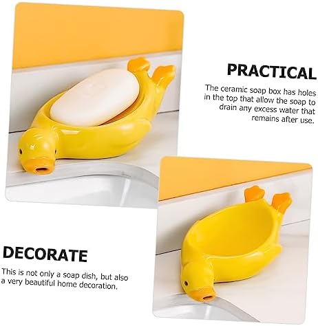 Self-Draining Ceramic Dish with Cute Duck Design for bathroom kitchen