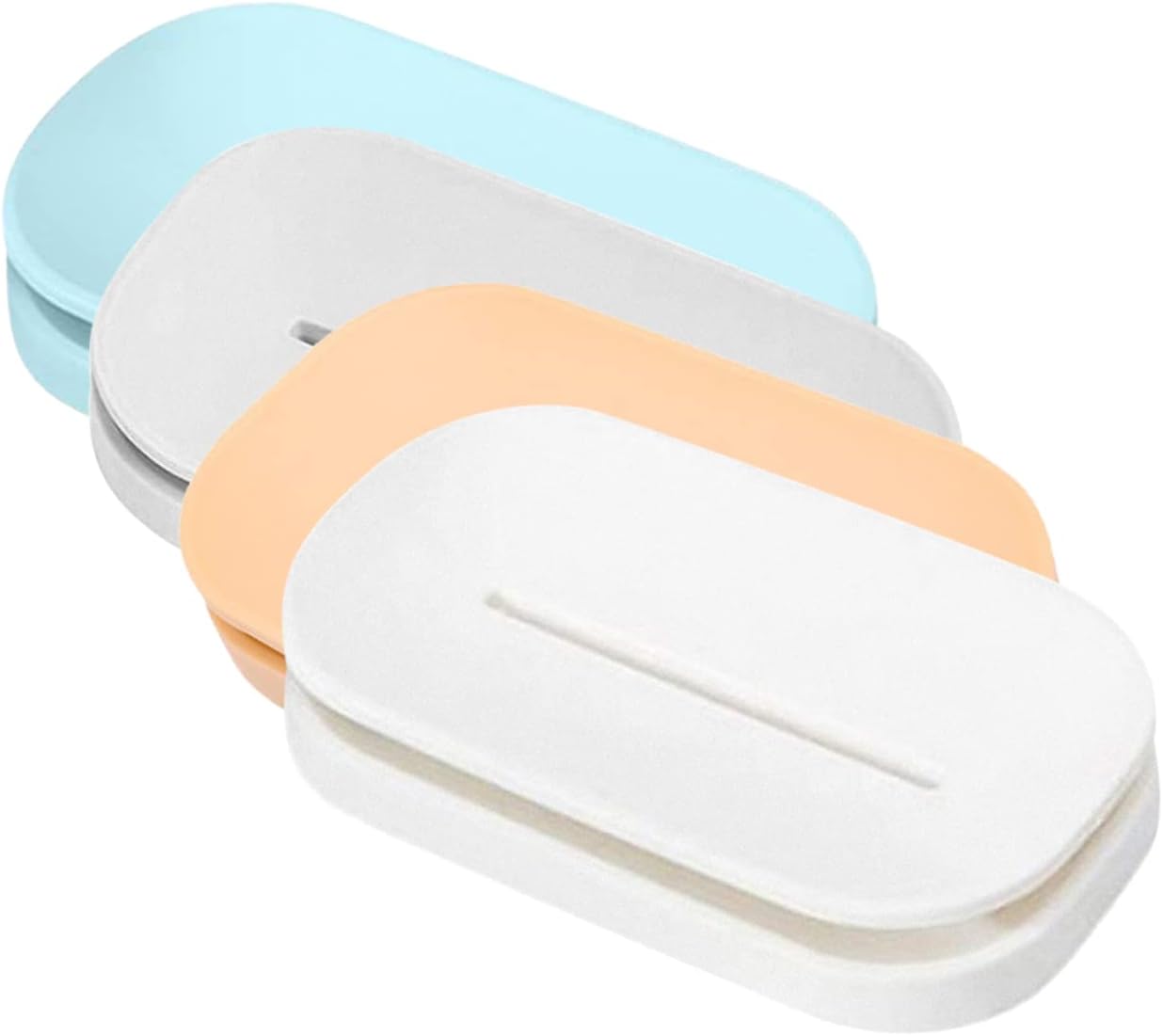 4Pcs Double Soap Dish Set - Durable Decorative Home Sink Organizer