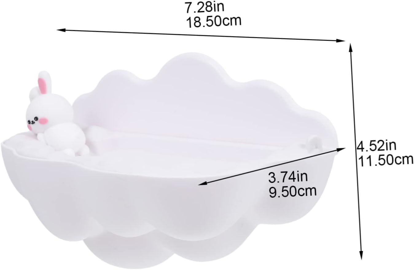 Homoyoyo Cartoon Cloud Wall-Mounted Soap Dish Punch Holder Self-Draining Design
