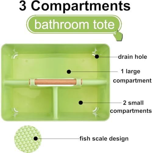 Haundry 3 Compartment Shower Caddy Organizer with Handle Portable Bathroom Essential Organizer
