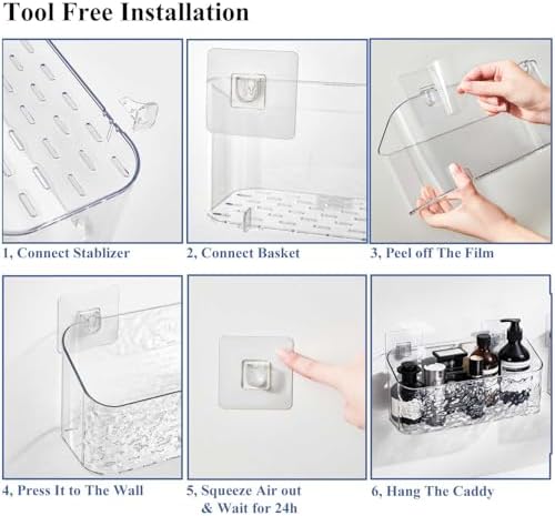Eunion Adhesive Shower Caddy - Durable Organizer for Bath Bathtub